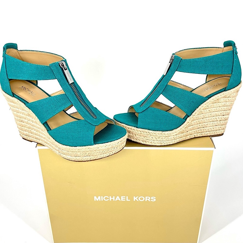 Michael Kors Damita zip up wedges Tile Blue 7